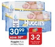 Huggies Pure Baby Wipes-64 Per Pack