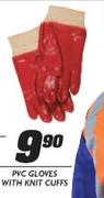 PVC Gloves with Knit Cufs