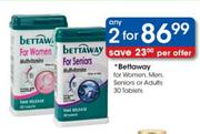 Bettaway For Women, Men, Seniors Or Adults Tablets-2x30's