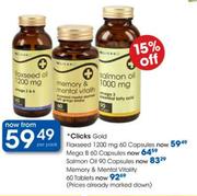Clicks Gold Flaxseed 1200mg Capsules-60's