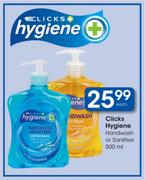 Clicks Hygiene Handwash Or Sanitiser-500ml Each