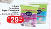 Lil-Lets Essentials Super Value Pack - 100 Liners