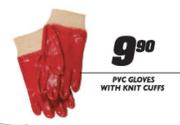 PVC Gloves With Knit Cuffs