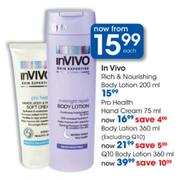 In Vivo Rich & Nourishing Body Lotion-200ml Each