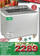 Defy Metallic Twin Tub Washing Machine-13kg (DTT165)