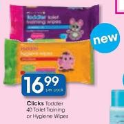 Clicks Toddler 40 Toilet Training Or Hygiene Wipes-Per Pack