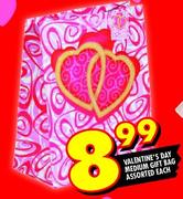 Valentine's Day Medium Gift Bag Assorted-each