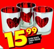 Silver Hearts Candle Holder-each
