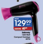 Safeway 1600 Watt Compact Hairdryer-Each