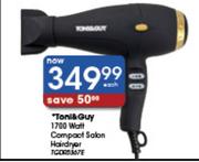 Toni & Guy 1700 Watt Compact Salon Hairdryer-Each