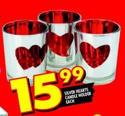Silver Hearts Candle Holder-each