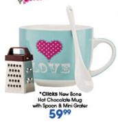Clicks New Bone Hot Chocolate Mug With Spoon & Mini Grater