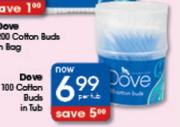 Dove 100 Cotton Buds In Tub-Per Tub