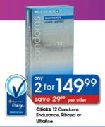 Clicks 12 Condoms Endurance,Ribbed Or Ultrafine-2's