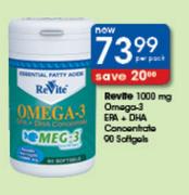 Revite 1000mg Omega-3 Era+DHA Concentrate 90 Softgels-Per Pack