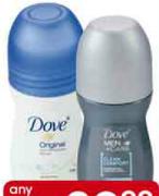 Dove Roll-on For Men Or Women -2x50ml
