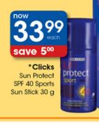 Clicks Sun Protect SPF 40 Sports Sun Stick-30g Each