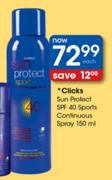 Clicks Sun Protect SPF 40 Sports Continuous Spray-150ml Each