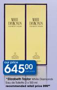 Elizabeth Taylor White Diamonds Eau De Toilette-2x100ml Per Pack