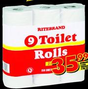 Ritebrand 2-LAAG Toiletrolle-9 Per Pak