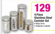 4 Piece Stainless Steel Canister Set