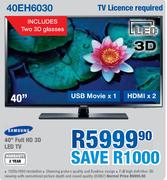 Samsung 40" FHD 3D LED TV(40EH6030)