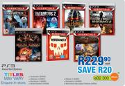 PS3 Uncharted 2/Infamous 2/Resistance 2/Mortal Kombat 9 Games Assorted-Each