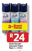 Glade Secrets Aerosols Triple Pack-3 x 180ml Per Pack