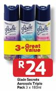 Glade Secrets Aerosols Triple Pack-3 x 180ml