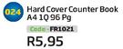 Hard Cover Counter Book A4 1Q 96 Pg FR1021
