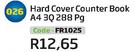 Hard Cover Counter Book A4 3Q 288 Pg FR1025