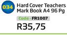 Hard Cover Teachers Mark Book A4 96 Pg FR1007
