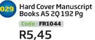 Hard Cover Counter Book A5 2Q 192 Pg FR1044