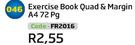 Exercise Book Quad & Margin A4 72Pg FR2016