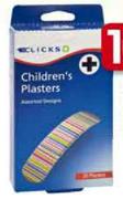 Clicks Children's Colour Flash Or School Time 20 Plasters-Per Pack