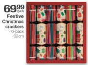 Festive Christmas Crackers 6 Pack 32Cm-Per Pack