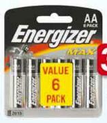 Energizer Max AA Batteries-6's Per Pack