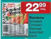 Rainbow Smoked Chicken Viennas Assorted-500g 