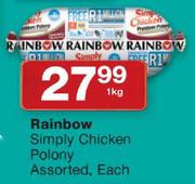 Rainbow Simply Chicken Polony Assoted-1kg