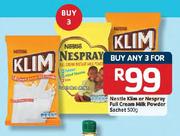Nestle Klim Or Nespray Full Cream Milk Powder Sachet- 3 x 500g