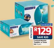 Luminare 4 Pack Cocktail Martini Tumbler Or Stem Set