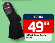 5 Pack Grey Ankle Socks