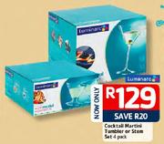 Luminarc Cocktail Martini Tumbler Or Stem Set-4 Pack