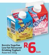 Bonnita Yogo Fun Low Fat Flavoured Drinking Yoghurt-350G Each
