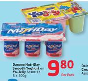 Danone NutriDay Smooth Yoghurt Or Yo-Jelly-6x100G Per Pack