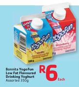 Bonnita Yogo Fun Low Fat Flavoured Drinking Yoghurt Assorted-350g Each