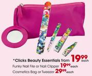 Clicks Beauty Essentials Cosmetics Bag Or Tweezer-Each 