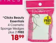 Clicks Beauty Essentials 4 Cosmetics Sponge Wedges 