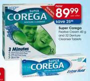 Super Corega Fixative Cream 40gm & 32 Denture Cleanser Tablets