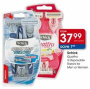 Schick Quattro 3 Disposable Razors for Men or Women Per Pack